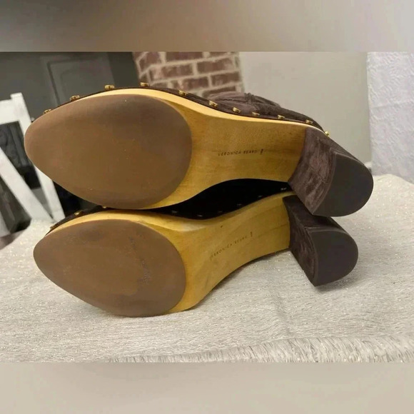 Veronica Beard Glendale Suede Clog Knee Boots Size 10 Expresso Designer Boho New - Picture 5 of 16